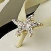 Gold Starfish Rhinestone High Wedge Bridal Wedding Flip Flops