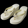 Gold Starfish Rhinestone High Wedge Bridal Wedding Flip Flops