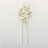 Silver Ivory Pearl & Rhinestone Flower Bridal Wedding Hair Pin 80