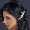 Silver Clear Rhinestone & Freshwater Pearl Floral Bridal Wedding Hair Clip 109