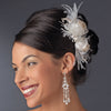 * Ivory & Rum Pink Rose & Feather Bridal Wedding Hair Clip 1665