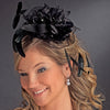 * Black Feather & Rhinestone Flower Fascinator Bridal Wedding Hair Clip 1772