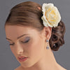 * Classic Butter Cream Rose Flower Bridal Wedding or Formal Hair Clip 408