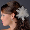 Bridal Wedding Crystal Feather Fascinator Bridal Wedding Hair Clip 442 with Bridal Wedding Brooch Pin ( Ivory White Red Black or Cafe )