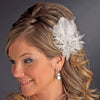 Feather Silver Crystal Bridal Wedding Hair Clip 456 with Bridal Wedding Brooch Pin