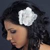 Rhinestone Jewel Diamond White Satin Fabric Flower Bridal Wedding Hair Clip 484