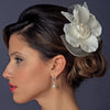 Ivory Pearl & Rhinestone Lace & Mesh Bridal Wedding Flower Bridal Wedding Hair Clip with Bridal Wedding Brooch Pin 485
