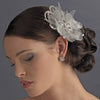 * Silver Feather Fascinator Bridal Wedding Hair Clip with Bridal Wedding Brooch Pin 8106