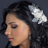 Organza Flower Bridal Wedding Hair Clip 9500 with Pearls & Rhinestones