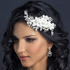 Silver Ivory Freshwater Pearl & Rhinestone Flower Bridal Wedding Hair Clip 9636