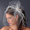 * Captivating Birdcage Veil Bridal Wedding Hair Comb with Feathers & Austrian Crystals 1135