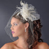 * High Fashion Russian Birdcage Bridal Wedding Veil with Feathers & Austrian Crystals on Bridal Wedding Hair Comb 1136