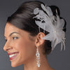 * Large Bridal Wedding Feather Bridal Wedding Hair Comb Headpiece 1538 White or Ivory