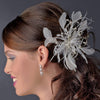 * White/Ivory Feather Fascinator Bridal Wedding Hair Comb 1539