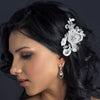 Rhodium Ivory Floral Lace Bridal Wedding Hair Comb 4099 with Swarovski Crystal Bead, Rhinestone & Sequin Accents