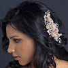 Silver Rum Pink Pearl & Rhinestone Bridal Wedding Hair Comb with Matte Satin Flowers 4196