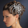 Silver Clear Marquise Rhinestone Floral Side Bridal Wedding Hair Comb 4516