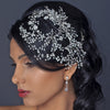 Rhodium Clear Rhinestone Hand Wired Twigs Ribbon Bridal Wedding Hair Comb 4654