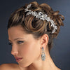 Silver Clear Rhinestone & Crystal Leaf Side Bridal Wedding Hair Comb 5672