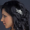 Light Gold Rhinestone & Ivory Pearl Petite Flower Bridal Wedding Hair Comb 63
