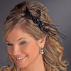 Black Headpiece 7025 Black - Feather Fascinator on Bridal Wedding Hair Comb
