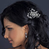 Antique Silver Clear Swarovski Crystal Bead & Rhinestone Bridal Wedding Hair Comb 756