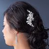 Lovely Silver Pearl & White or Ivory Flower Bridal Wedding Hair Comb 8258