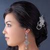 * Silver Diamond White Pearl Bridal Wedding Hair Comb 8259