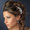 Marvelous Silver Floral Bridal Wedding Hair Comb w/ Clear Rhinestones & White Pearls 8280