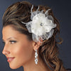 * Elegant Silky Matt Satin Bridal Wedding Flower Rhinestone Bridal Wedding Hair Comb - Bridal Wedding Hair Comb 8390 Ivory or White