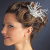 * Gorgeous Rhinestone Dazzle Feather Bridal Wedding Hair Comb 8395