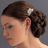 Couture Silver Clear Rhinestone & White Pearl Clustered Bridal Wedding Hair Comb 8398
