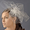 Feather Rhinestone Couture Fascinator & Birdcage Bridal Wedding Veil Bridal Wedding Hair Comb 8415