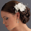 * Delicate White or Ivory Flower Bridal Wedding Hair Comb w/ Swarovski Crystals & Clear Rhinestones 8420