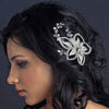 Silver Clear Swarovski Crystal Bead, Bead & Rhinestone Floral Leaf Bridal Wedding Hair Comb