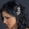 Antique Silver Diamond White Pearl & Rhinestone Floral Vine Bridal Wedding Hair Comb 9876
