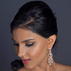Rhodium Clear CZ Crystal & Freshwater Pearl Chandelier Bridal Wedding Earrings 4702