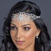 Silver Clear Rhinestone Floral Bridal Wedding Hair Bridal Wedding Elastic Headband 369