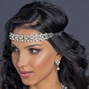 Rhodium Diamond White Pearl & Rhinestone Black Bridal Wedding Elastic Headband 4