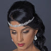 Silver Clear Rhinestone Stretch Black Bridal Wedding Elastic Headband 1248