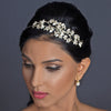 Light Gold Ivory Pearl & Rhinestone Vine Bridal Wedding Side Headband 1542