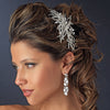 Antique Silver Clear Multi Cut Rhinestone Spiral Side Accented Bridal Wedding Headpiece 1782