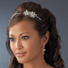Silver Rhinestone Adored Bridal Wedding Headband with White Side Accents of Faux Pearl Flowers 2853
