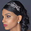 Rhodium Clear Rhinestone Side Accented Leaf Bridal Wedding Headband
