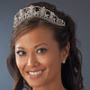 Sparkling Rhinestone & Swarovski Crystal Covered Bridal Wedding Tiara with Green Accents in Silver 523