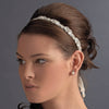 * Elegant White or Ivory Pearl Bridal Wedding Ribbon Bridal Wedding Headband 6469