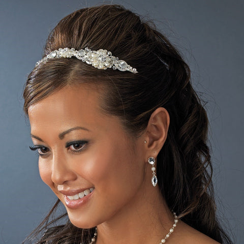 Silver Freshwater Pearl Bridal Wedding Tiara HP 8262