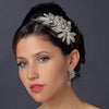 Antique Silver Crystal & Pearl Leaf Headpiece 947