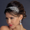 Antique Silver Crystal Feather Bridal Wedding Headpiece Headpiece 951
