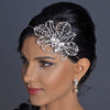 Silver Diamond White Pearl, Rhinestone & Bugle Bead Side Accented Bridal Wedding Headband Headpiece 9622